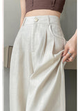Ice Silk Linen Broad Leg Pants Women Summer Thin Narrow Version Of Straight Suit Pants Casual Cool Cool Feeling Cotton Mah-Shan Trousers