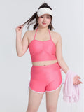 Women's Split Three-Piece Set Of Large-Size Fat Hanging Neck Conservative Long-Sleeved Sunscreen Beach Hot Springs Swimsuit Women's Hoodie