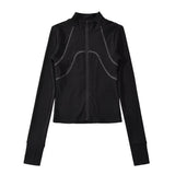 Double-Sided Deyvel Half-High-Necked Bottoming Shirt For Women's Autumn And Winter Hottie To Keep Warm Long-Sleeved Yoga Tops