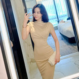 Repair Small Black Dress Open Forked And Hip Repair Body Waist Folds Sexy Dating Dress Pure Wish Little Mother Hottie Skirt