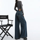 Autumn And Winter New Retro Loose Broad-Legged Pants Mop With Straight Jeans Women & Trousers Lengthen