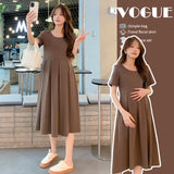 Pregnant Women's Summer Dress 2025 New Korean Version Of The Summer Sweet Age Reduction Simple Folding Pregnant Women's Dress