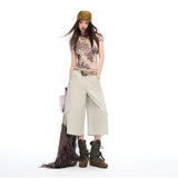 26 Years Of Summer New Water Washing With Pumping Rope Multi-Pocket Work Clothes Seven Points Casual Pants Wide Legs