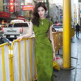 West Meet The New Chinese Style Improved Cheongsam Women In The Summer Of 2025 New Jasbody Water Drop-Down Dress