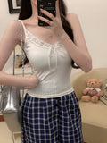 765# Pure Sexual Lace Splicing Pit Sling Sling Vest Woman With Chest Mat Inside Slimming Bottom Shirt