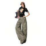 26Th Ootd!| Spring 2026 New Water Wash To Make Old Leopard Print Wide-Leg Jeans