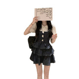 Cowboy Suspension Dress Women 2026 New French Doll T-Shirt Punk Dress Small Sweet Cool Two-Sleeve