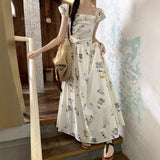 Small Flying Sleeve Square Collar Broken Flower Dress Women's Summer 2025 New Seaside Vacation Tea Break French Temperament Dress