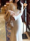 Raccoon Wool Sparrow Fishtail Knitted Dress Women's New Winter Long Sweater Skirt