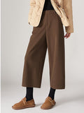 Specialty Quality Warm Eight-Point Broad Leg Pants 2025 Winter New Fashion Plus Thick Hairy Slacks Women's Pants