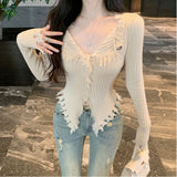 Pure Lusty Design Hairy V-Neck Sweater Women's Autumn And Winter New Slim Thin Niche Cardigan Top