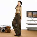 Autumn And Winter Trend Retro Leopard-Print Casual Pants Women Fashion Design With High Waists Thin Loose Legs