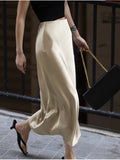 Summer High-Grade Acetic Acid Fascination Skirt Female High-Waist Temperament Half Skirt Open Pussew Skirt Thin Bag Hip Skirt