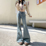 Vintage Hottie Low-Rise Horn Pants Fashion Thin Tug Jeans Women's Trend & Trousers Lengthened