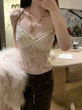 Early Spring New Bosom Sexy Hottie Sleeveless Bottom With French V-Neck Double Lace Sling Waist Vest Woman