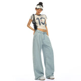 Summer New Lyselle Tiansi Millennium Hottie Candy Color Loose Broad-Legged Slacks Cyanide