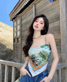 Suspension Vest Women Inside And Outside Wearing Summer Retro Back Ins Hot Girl Bean Turban Tset