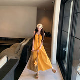 Thailand's Seaside Yunnan Tourism Bohemian Holiday Wearing Yellow Tuxi Atmosphere Sling Dress Woman