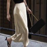 Summer High-Grade Acetic Acid Fascination Skirt Female High-Waist Temperament Half Skirt Open Pussew Skirt Thin Bag Hip Skirt
