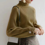 Sweater Women Autumn And Winter Korean Version Of Simple Bottom Shirt Half-High Loose Loose Thin Sleeves Of Knitted Shirts For Women