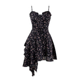 Pure French Floral Sling Skirt Spring Summer New Niche Design Babes Waist Crumb Dress