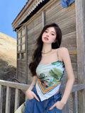Suspension Vest Women Inside And Outside Wearing Summer Retro Back Ins Hot Girl Bean Turban Tset