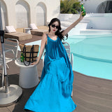 2026 Thai Tourist Beach Dress Women's Seaside Vacation Wearing Sanya White Folded Slings Loose Dress