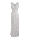 Tuulous Sunny Day Elegant Curve Group V-Neck Cut Lattice Lattice Floral Dress French Temperament Dress