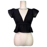 Korean Pure Lust Wind V-Neck Short Sleeves To Close The Waist Small Flying Sleeve Doll Shirt Women Summer With High-Waisted Short-Sized Straps