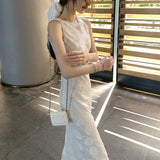 Rose ôÁ½­ÄÏ_Guigui Simulation Silk Silk Dress Elegant Boat Collar Sleeveless Dress New