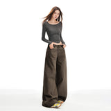 25 Autumn And Winter New Washing Faetyle Fabric High Waist Thin Design Loose Broad Leg Leisure Pants Women