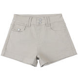 Gray High-Waisted Double-Buckle Elastic Denim Shorts 2026 Spring And Summer New Pick-Up Skinny Three-Point Pants