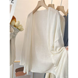 Knitted Coat Autumn Lazy Wind Sun Cardigan Women Summer Long Loose Sling Skirt Outside The Shawl Hooded Shirt Top