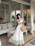 2025 Embroidered Sling Dress Pure Lusty Femininity Fashion Waist Thin Chic Long Skirt Tide