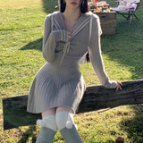 Love Navy Collar Can Also Wear A Good Body Velvet Navy Collar Top / Knitted Skirt