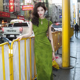 West Meet The New Chinese Style Improved Cheongsam Women In The Summer Of 2025 New Jasbody Water Drop-Down Dress