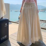 Burning Cuban Hanging Neck-Luck Shoulder Coat / Holiday Wind Heavy Industry Rice White Letter Retro Low-Waist Half Skirt
