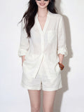 Wear A Set Of Early Summer Beautiful Beauty Casual Sunscreen Linen Shirt Shorts Two Sets Of Women