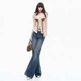 Micro-Rac Cowboy Trousers Slimming 2025 New Girls Autumn And Winter Drag Floor Comfortable Pocket Design