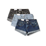 Low-Waisted Cat Curly-Ribble Denim Shorts Worn Design Super Shorts Hot Street Thin Hot Pants