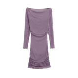 Pure Lusty Sexy Shoulder Long-Sleeved Net Dress Women's Summer New Waist Thin Perspective Ass Short Skirt