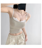 9122 #People Cotton Lace Side Sexy Hottie Sling Vest Women's Clothing 2025 Summer Outside Wearing Inside And Out Of The Repair Body