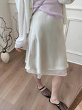 2026 Acetic Acid-Singeniced Skirt Half-Dress Girl Spring And Summer High Sense High Waist Thin Small Man A Word Bag Hip Skirt Fishtail