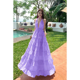 2026 Pure Lust Wind Hanging Neck Showen Line Fairy Dress Woman Seaside Vacation Lotus Leaf Side Sling Temperament Dress