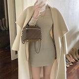 Change The Japanese Line Micro-Permeable Machine Island High-Collar Knitted Dress Female Senior Sense With Hot Girl To Close The Waist Skirt