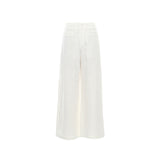 YC& Vintage Loose Broad Leg Trousers Twitching Cotton Hemp Thin Breathable Linen Straight Slacks Women