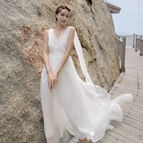 Seaside Holiday Dress Sanya Qinghai Desert White Chiffon Back Beach Dress Tail Dress Dress Dress Fairy