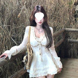 French Autumn New Pure Lusty Temperament Hottie V-Neck Design Dress Women's Waist Thin High-End A Skirt