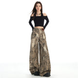 Digital Print Leopard Print White High-Waisted Cotton Jeans Women In The Autumn Of 2025 On The New Hot Girl Trend Broad Leg Pants
