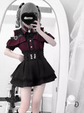 Hottie Lace Shirt Top High Waist Half Skirt Fashion Personality Open-Shoulder Design Thin Two-Set Set